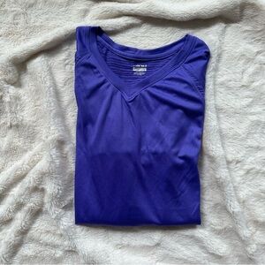 HIND Purple Sports Athletic Long Sleeve V neck Top size L